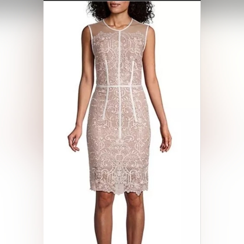 Bronx and Banco Venice Lace embroidery dress. US2/XS, NWT, pink